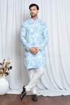 Buy_Arihant Rai Sinha_Blue Soft Cotton Printed And Embroidered Bloom Haze Kurta _at_Aza_Fashions