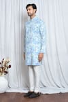 Shop_Arihant Rai Sinha_Blue Soft Cotton Printed And Embroidered Bloom Haze Kurta _Online_at_Aza_Fashions