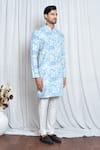 Arihant Rai Sinha_Blue Soft Cotton Printed And Embroidered Bloom Haze Kurta _at_Aza_Fashions