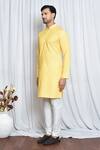 Shop_Arihant Rai Sinha_Yellow Soft Cotton Printed Floret Vintage Kurta _Online_at_Aza_Fashions