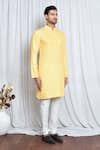 Arihant Rai Sinha_Yellow Soft Cotton Printed Floret Vintage Kurta _at_Aza_Fashions