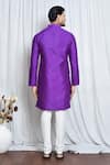 Shop_Aryavir Malhotra_Purple Silk Plain Solid Mandarin Collar Kurta _at_Aza_Fashions