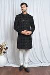 Buy_Arihant Rai Sinha_Black Sherwani Velvet Embroidered Cut Dana And Sequin Work Set _at_Aza_Fashions