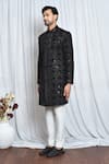 Arihant Rai Sinha_Black Sherwani Velvet Embroidered Cut Dana And Sequin Work Set _at_Aza_Fashions