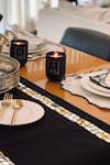 Shop_MJ Label_Black Cotton Embroidery Acrylic Border Table Runner _at_Aza_Fashions