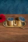 Buy_Nakshikathaa - Homeware_Blue Brass Utsav Condiment Jars With Tray And Spoon _at_Aza_Fashions