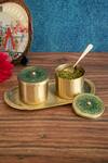 Buy_Nakshikathaa - Homeware_Gold Brass Utsav Condiment Jars With Tray And Spoon _at_Aza_Fashions