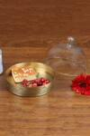 Buy Nakshikathaa - Homeware Gold Alloy Dohar Brass Cookie Tray With Glass Cloche at Aza Fashions Buy_Nakshikathaa - Homeware_Gold Alloy Dohar Brass Cookie Tray With Glass Cloche_at_Aza_Fashions
