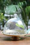 Buy_Nakshikathaa - Homeware_Gold Alloy Utsav Brass Cake Stand With Glass Cloche _at_Aza_Fashions
