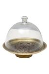 Shop_Nakshikathaa - Homeware_Gold Alloy Utsav Brass Cake Stand With Glass Cloche _at_Aza_Fashions