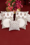 Buy_Nakul Sen_White Velvet Embroidered Cushion Cover With Filler Single Pc_at_Aza_Fashions