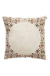 Shop_Nakul Sen_White Velvet Embroidered Cushion Cover With Filler Single Pc_at_Aza_Fashions