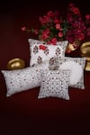 Buy_Nakul Sen_White Chanderi Embroidered Cushion Cover With Filler Single Pc _at_Aza_Fashions