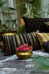 Buy_Nakul Sen_Black Raw Silk Embroidered Rectangle Cushion Cover With Filler Single Pc_at_Aza_Fashions