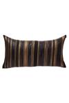 Shop_Nakul Sen_Black Raw Silk Embroidered Rectangle Cushion Cover With Filler Single Pc_at_Aza_Fashions