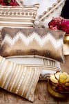 Buy_Nakul Sen_White Velvet Embroidered Cushion Cover With Filler Single Pc _at_Aza_Fashions