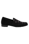 Buy_PAKO_Black Embellished Gabriel Button Loafers _Online_at_Aza_Fashions