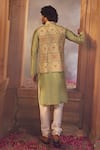 Shop_Kalista_Green Bundi Raw Silk Printed Floral Rehan Kurta Set _at_Aza_Fashions