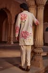 Shop_Kalista_Multi Color Sherwani Raw Silk Floral Ridhwan Pattern Set _at_Aza_Fashions