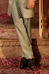 Kalista_Beige Sherwani Raw Silk Floral Aadar Pattern Set_at_Aza_Fashions