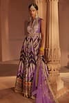 Buy_Kalista_Purple Anarkali Raw Silk Woven Chevron Leher Embroidered Yoke With Dupatta _at_Aza_Fashions