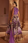 Shop_Kalista_Purple Anarkali Raw Silk Woven Chevron Leher Embroidered Yoke With Dupatta _at_Aza_Fashions