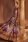 Buy_Kalista_Purple Anarkali Raw Silk Woven Chevron Leher Embroidered Yoke With Dupatta _Online_at_Aza_Fashions