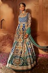 Shop_Kalista_Blue Anarkali Raw Silk Print Beads Round Jannat Adda Embroidered With Dupatta _Online_at_Aza_Fashions