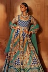 Kalista_Blue Anarkali Raw Silk Print Beads Round Jannat Adda Embroidered With Dupatta _at_Aza_Fashions