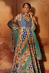 Buy_Kalista_Blue Anarkali Raw Silk Print Beads Round Jannat Adda Embroidered With Dupatta 