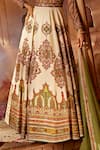 Kalista_Off White Anarkali Raw Silk Print Zaina Embroidered Yoke With Dupatta _at_Aza_Fashions