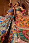 Buy Multi Color Blouse And Lehenga: Raw Silk Print Aadhya Bridal Set ...