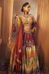 Buy_Kalista_Multi Color Blouse And Lehenga Raw Silk Print Persian Mehvish Bridal Set _Online_at_Aza_Fashions