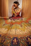 Shop_Kalista_Multi Color Blouse And Lehenga Raw Silk Print Persian Mehvish Bridal Set _Online_at_Aza_Fashions