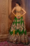 Shop_Kalista_Green Lehenga And Blouse Raw Silk Floral Zaina Persian Pattern Bridal Set_at_Aza_Fashions