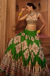 Buy_Kalista_Green Lehenga And Blouse Raw Silk Floral Zaina Persian Pattern Bridal Set_Online_at_Aza_Fashions