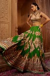 Shop_Kalista_Green Lehenga And Blouse Raw Silk Floral Zaina Persian Pattern Bridal Set_Online_at_Aza_Fashions