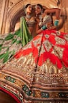 Buy_Kalista_Red Lehenga And Blouse Raw Silk Floral Zaina Persian Flower Pattern Bridal Set