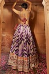 Shop_Kalista_Purple Lehenga And Blouse Raw Silk Printed Chevron Leher Geometric Bridal Set _at_Aza_Fashions