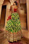 Shop_Kalista_Green Lehenga And Blouse Raw Silk Printed Chevron Leher Geometric Bridal Set _at_Aza_Fashions