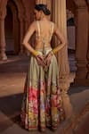 Shop_Kalista_Ivory Raw Silk Floral Round Manya Pattern Sharara And Blouse Set _at_Aza_Fashions