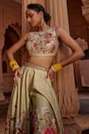 Buy_Kalista_Ivory Raw Silk Floral Round Manya Pattern Sharara And Blouse Set _Online_at_Aza_Fashions