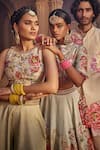 Kalista_Ivory Raw Silk Floral Round Manya Pattern Sharara And Blouse Set _at_Aza_Fashions