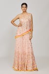 Shop_Gopi Vaid_Pink Georgette Embroidery Kaveer One Shoulder Top And Flared Pant Set 