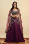 Buy_Nishta Studio_Purple Lehenga And Blouse Raw Silk Embroidery Zardozi Sweetheart Set  _at_Aza_Fashions