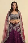 Nishta Studio_Purple Lehenga And Blouse Raw Silk Embroidery Zardozi Sweetheart Set  _Online_at_Aza_Fashions