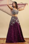 Shop_Nishta Studio_Purple Lehenga And Blouse Raw Silk Embroidery Zardozi Sweetheart Set  _Online_at_Aza_Fashions