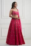 Shop_Nishta Studio_Pink Lehenga And Blouse Raw Silk Embroidery Thread V Neck Set  _Online_at_Aza_Fashions