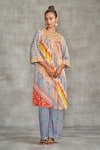 Gulabo by Abu Sandeep_Multi Color Modal Satin Tribal Print Gathered Tunic_Online_at_Aza_Fashions