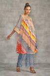 Buy_Gulabo by Abu Sandeep_Multi Color Modal Satin Tribal Print Gathered Tunic_Online_at_Aza_Fashions
